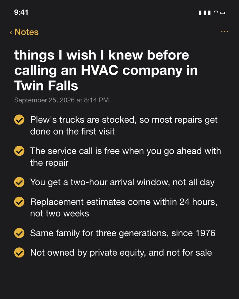 Image ad for Plew's Heating & Air